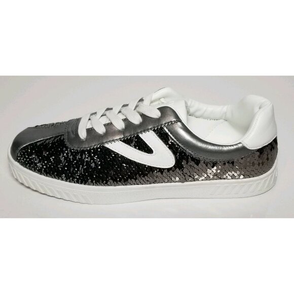 TRETORN CAMDEN SEQUIN CHILD SIZE 13 & 5   WHITE / GRAPHITE NEW / BOX - Picture 2 of 12